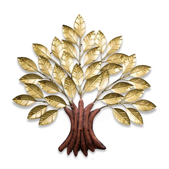 Image of Bharat Art Metal Iron Golden Tree Wall Hanging | Small Multicolor Decorative Metal Wall Art for Home, Living Room, Bedroom, Office & Cafe | 20 x 4 x 22 Inch | W293