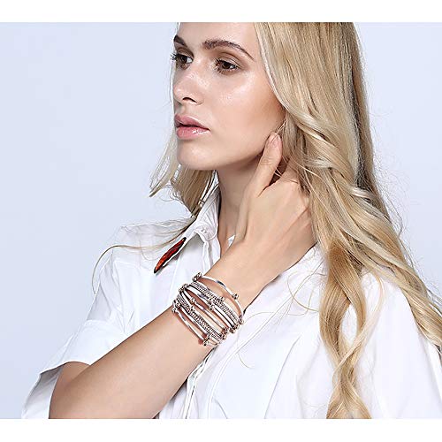Suyi Women Wrap Bracelet Multilayered Leather Braided Bangle Wrist Cuff Bangles with Magnetic Buckle2