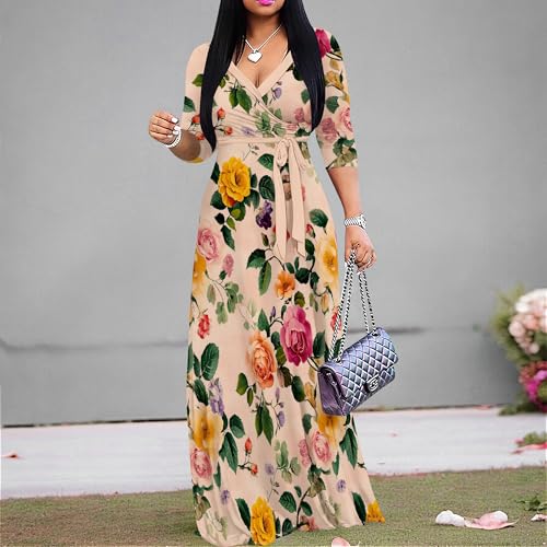 Image of PinkPatty Plus Size Maxi Dress for Women 3 /4 Sleeve Casual Long Dress