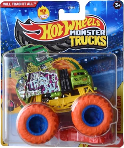 Hot Wheels Monster Trucks New for 2025 1:64 Scale Metal Diecast (Will Trash It All 1/12 Freestyle Wreckers)