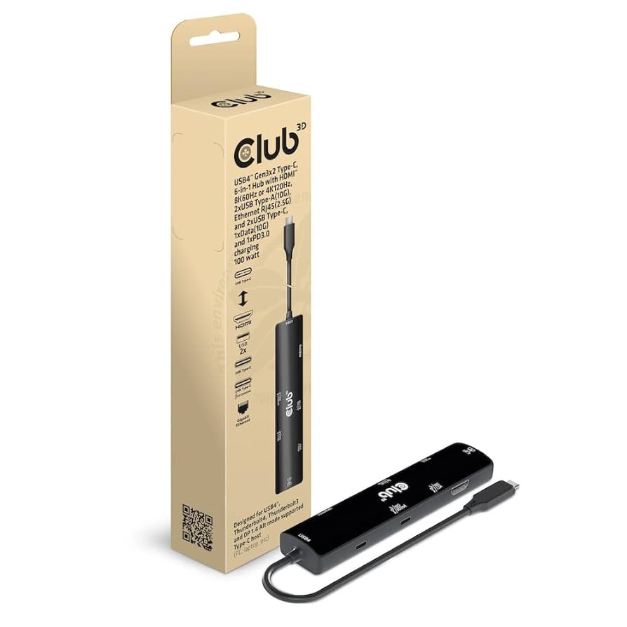 Amazon | Club 3D USB4 Gen3x2 Type-C 6-in-1 ハブ HDMI 8K60Hz