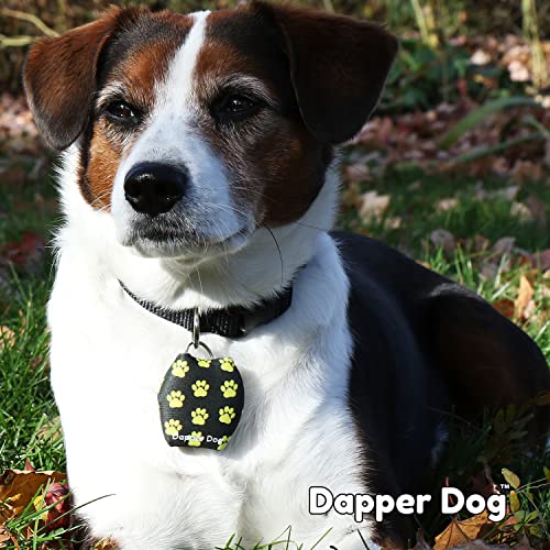Image of Dapper Dog - Dog Tag Silencer with Tag Ring (Yellow Paw Prints)