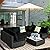 Tangkula 7 Piece Patio Furniture, Outdoor Sectional Sofa w/Pillows and Cushions, Wicker Conversation Set with Coffee Table and Tea Table for Garden, Lawn (Black)