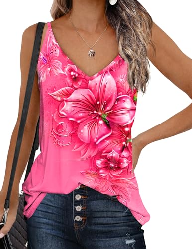 Zeagoo Womens Flowy Tank Tops Spaghetti Strap V Neck Loose Camiso