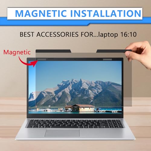 Image of Magnetic Laptop Privacy Screen 14 Inch 16:10, Removable Privacy Filter | Compatible with Samsung HP Dell Asus Acer Sony Lenovo LG Thinkpad Toshiba, Anti Spy, Anti Glare, Blue Ray Reduction