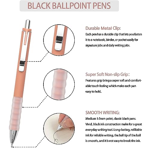 Image of Linbsunne Ballpoint Pens Black Medium Point 1mm Pen with Super Soft Grip Ball Point Pen for Men Women Retractable Pens (silver-12 pcs)