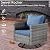 HOOOWOOO Patio Outdoor Conversation Set with Fire Pit Table,7 Pieces Outside Furniture Set with PE Wicker Swivel Rocking Chairs,Out Door FirePit Sofa,Side Table and Ottomans,Denim Blue