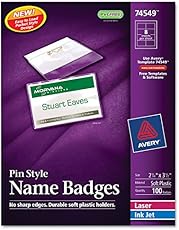 Avery Pin Style Top-Loading Name Badges, 2.25 x 3.5 Inches ...