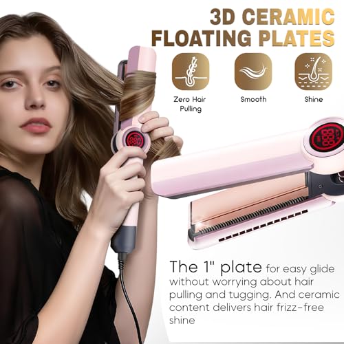 Plancha y rizador 2 en 1 para el cabello rosa miniatura 6