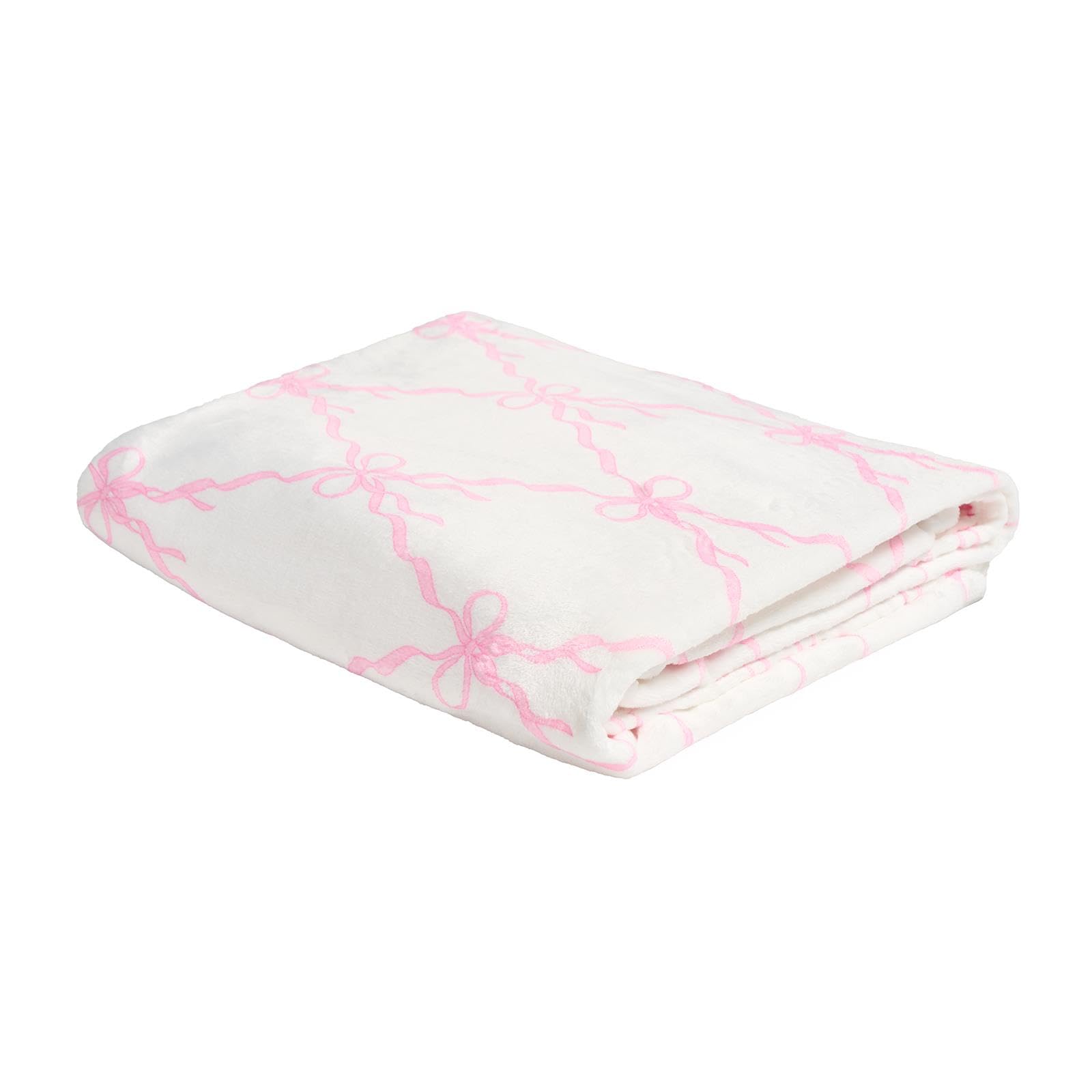 Ohs Bow Lattice Flannel Fleece Throw Blanket Soft BedspreadPink125 X 150Cm from B&Q