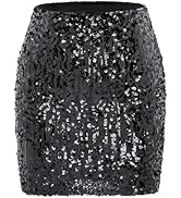 Zando Women's Sequin Skirt Bodycon Sparkly Skirt Sparkle Stretchy Glitter Sequin Mini Skirt for N...
