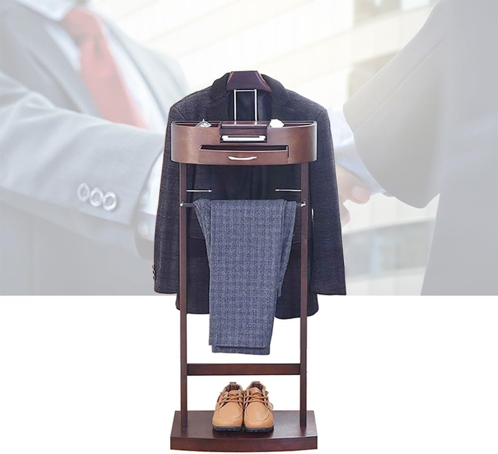 Anti Wrinkle Suit Hanger Rack with Tray, Independent Suit Coat Stand, Suit Hanger Rack with Pant Rack, for Living Room 43.1X34.2X106.6cm