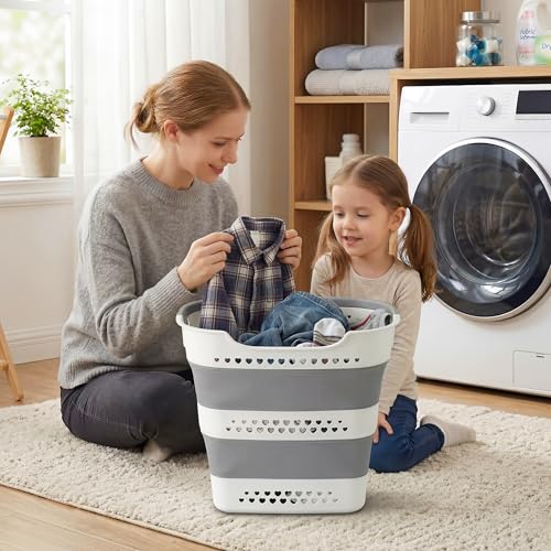2-Pcs-42L-Collapsible-Laundry-Baskets-Foldable-Laundry-Basket-with-Handles-Sturdy-Plastic-Pop-Up-Laundry-Hamper-Space-Saving-Storage-Container-for-WetDry-Use-Ideal-for-Home-Dorm-Apartment-Grey