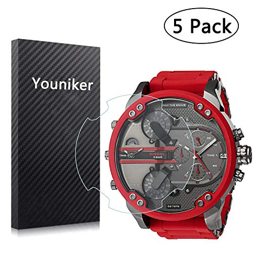 Youniker DZ7370 Diesel - Protector de pantalla para reloj Diesel DZ7370 (transparente, HD, antiarañazos, antihuellas, sin burbujas)