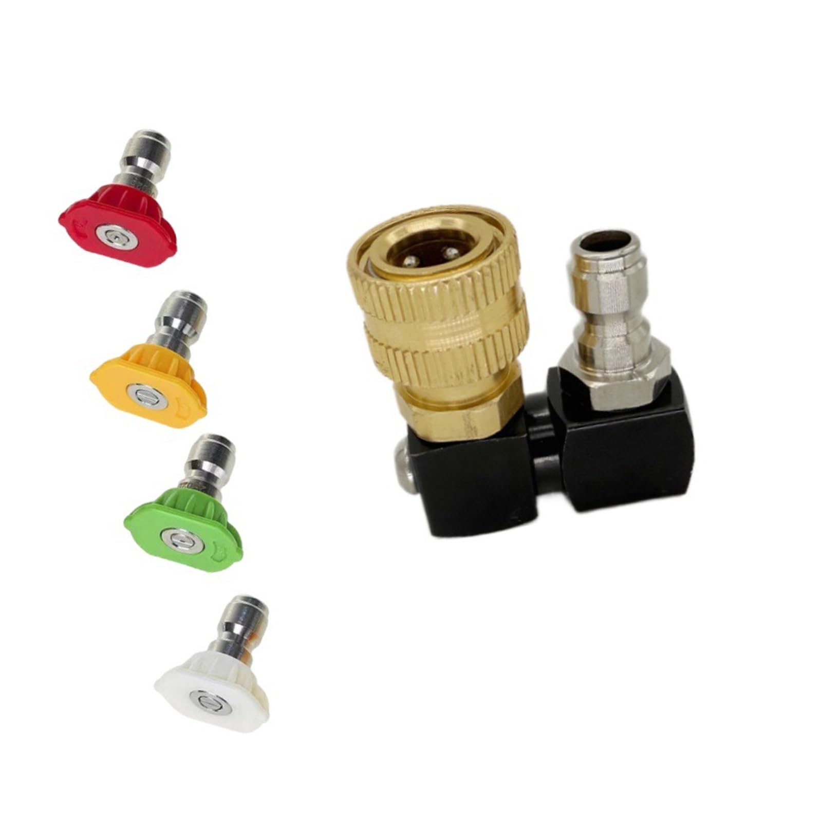 Tfaoys Black Durability Metal 1 / 4Inch Quick Connecting Adaptor High Pressure Water Washer 4 Interchangeable Sprayer Patterns Nozzles Car Wash Nozzle