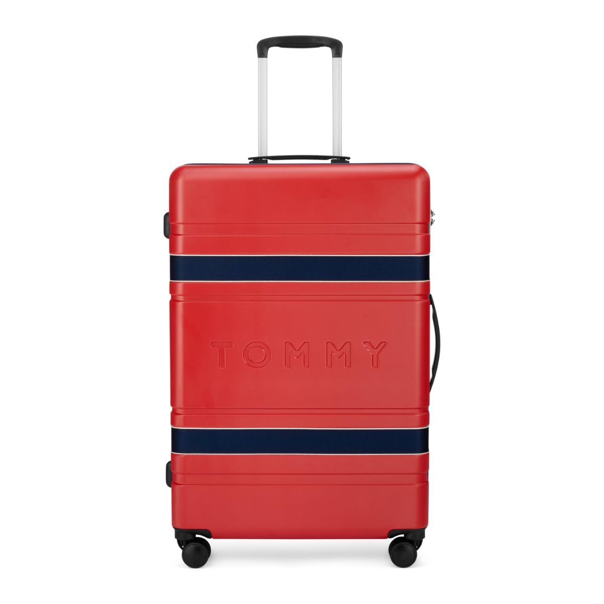 Las Vegas Large Hard Luggage- Red & Navy | Polycarbonate Shell with Twill Textured Suitcase | TSA Lock | Push Button Trolley Handle | 360° Spinner Wheels | 115L Capacity | 77cm-image-37