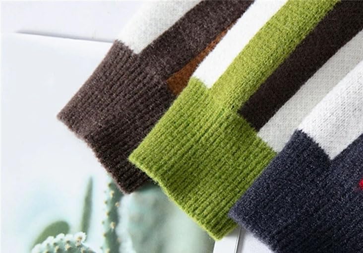 Men's Winter Warm Turtleneck Sweater Fashion Geometric Knit Y2k Pullover3