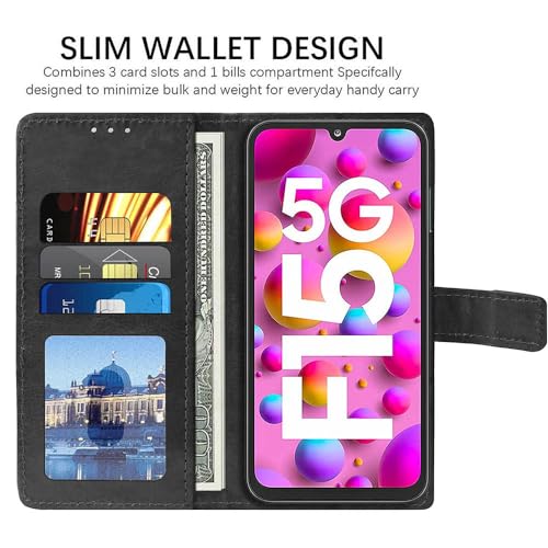 Image of amazon basics Flip Leather Mobile Cover (Soft & Flexible Back case) for Samsung Galaxy F15 5G / M15 5G (Black)