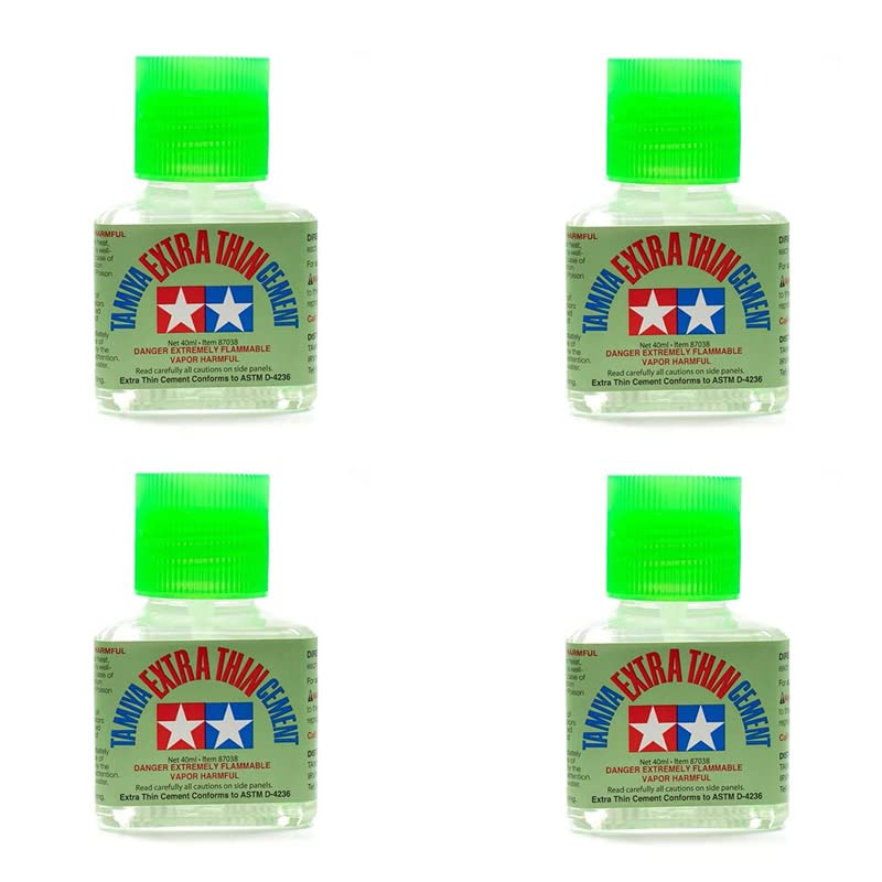 4 X Tamiya 87038 Extra Thin Liquid Cement Adhesive (40ml) FOUR PACK