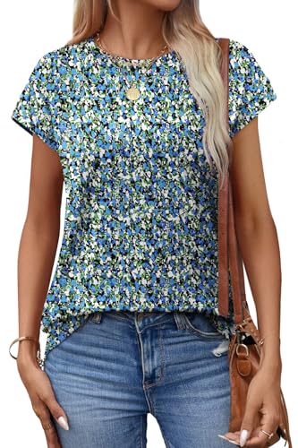Image of Alaroo Womens Summer Tops Short Sleeve Shirts Crew Neck Tshirt Cute Trendy Tunic Blouses (S-3XL)