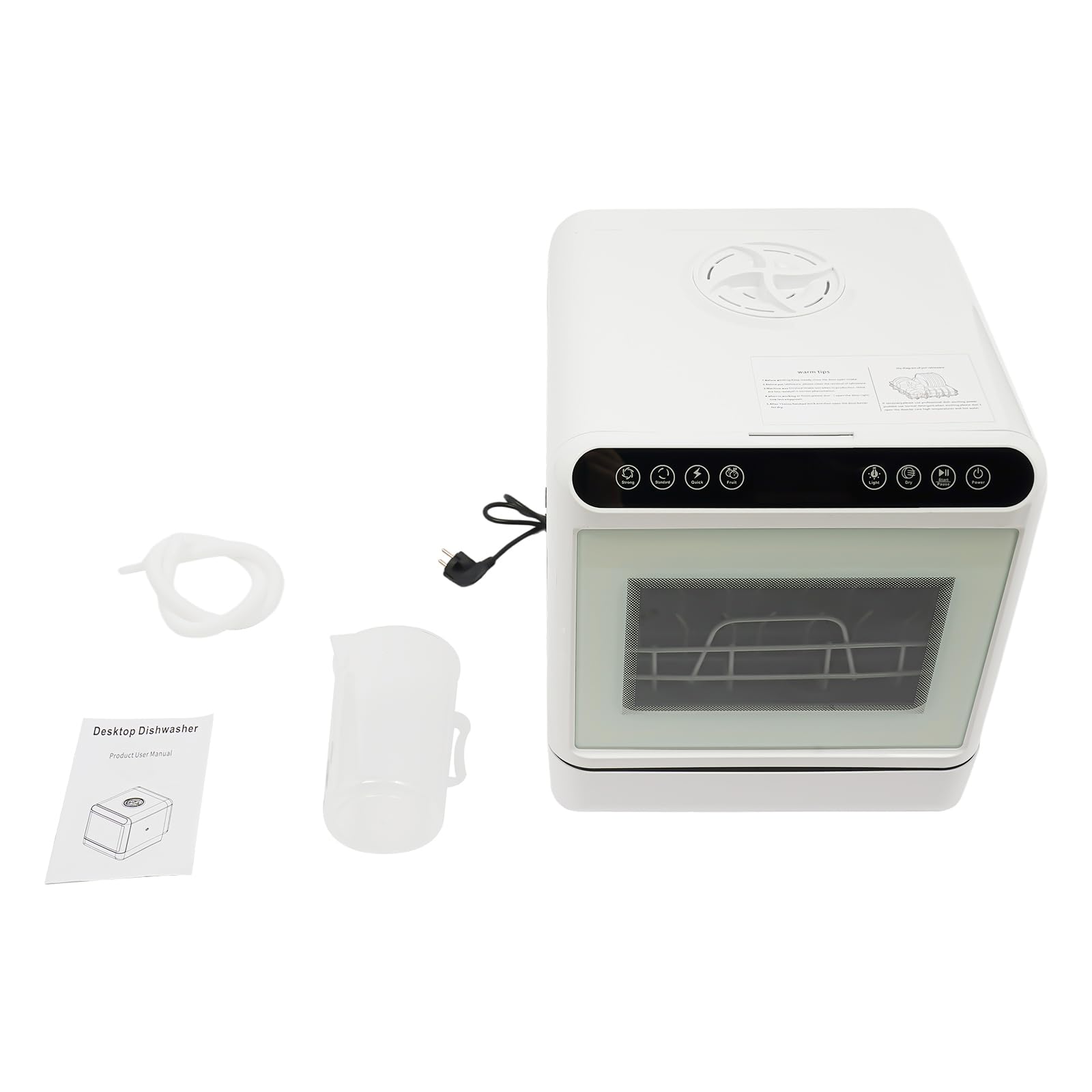 Lavastoviglie da tavolo con serbatoio dell'acqua da 6 l, lavastoviglie per 4 a 6 persone, lavastoviglie con 4 modalità di lavaggio, finestra in vetro trasparente e luce LED, per case, appartamenti e