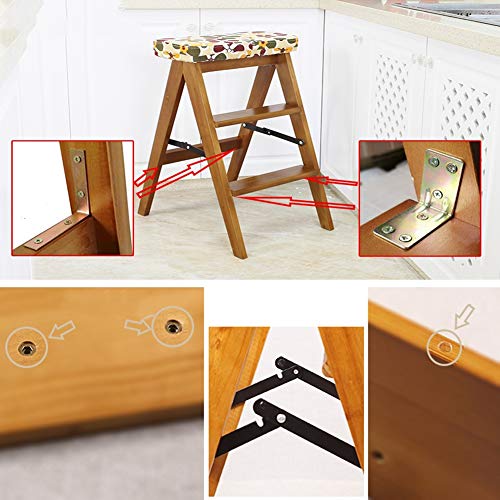 Escalera plegable LUNEZY con taburete multifunción y reposapiés suave de hogar color A 7