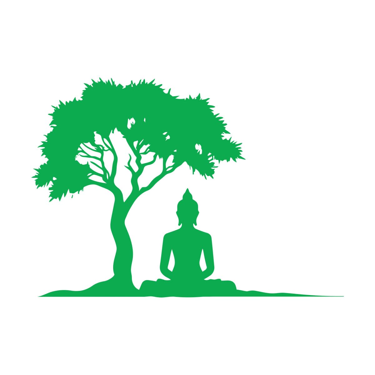 Lotus Pose Buddha Sitting Silhouette Meditation Room Wall Decals PVC 36x51.2cm Equipped with Transfer Film kit Small Green