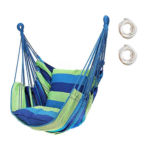 Amaca Colgante Premium para Exterior - Hamaca Jardin, Playa y Balcón | Ligera y Resistente | Ideal para Camping, Vacaciones, Siesta y Relax Hammock with Swing Rope(Verde)