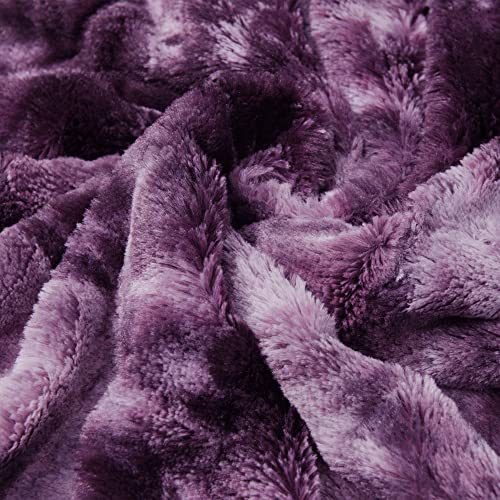 Bytide Plush Fluffy Luxury Tie Dye Faux Fur Throw Blankets, Double Sides Marble Pattern, Soft Warm Comfy Fuzzy Snuggly Throw For Couch Sofa Chair Bed Cover, 50 X 60 In, Purple #TOP4