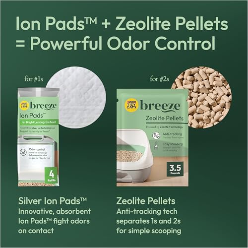 Image of Purina Tidy Cats Breeze Covered Cat Litter Box System Kit with Pellet Cat Litter, Hooded Litter Box, and Litter Box Pads