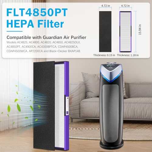 Image of FLT4850PT HEPA Filter B Pet Replacement | Compatible with GermGuardian AC4850PT AC4825 AC4825E AC4800 AC4900 AC4850 Air Purifier, 4 True HEPA & 4 Pre-Filters