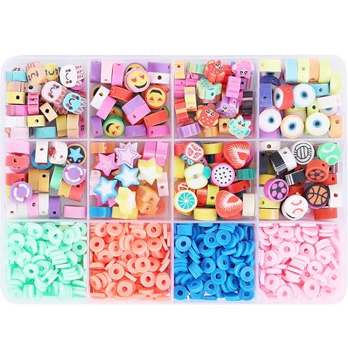 Image of Ambitieux DIY Bracelet Making Kit for Girls - 12 Types Colorful Beads with Charms, Elastic Thread, Earrings, Clasps & Rings - Jewellery Craft Kit for Kids, Birthday Return Gift, Rakhi Special Set for 2 3 4 5 6 7 8 9 10 years (Rubber beads)