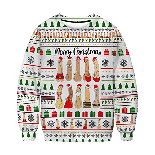 Ugly Christmas Sweatshirts for Men Funny Novelty Graphic Hoodies Long Sleeve Crewneck Dirty Xmas Pullover Tops3