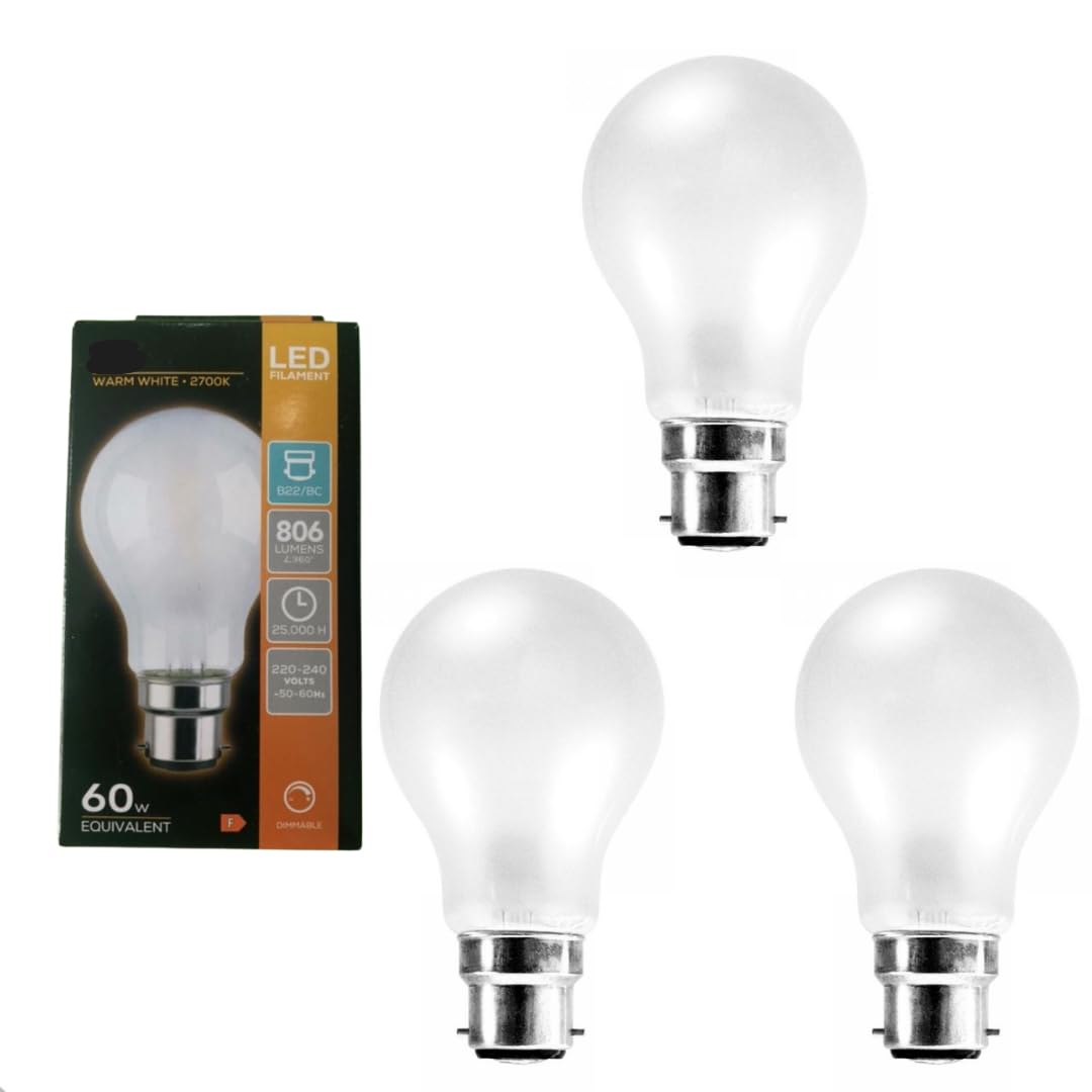 3X LED GLS 8W BC Light Bulb LAMP Bayonet Cap Warm White DIMMABLE B22 2700K