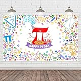 Wollmix Funny Happy Pi Day Decorations Banner Bacldrops 3.14 Mathematical Math Holiday Party Supplies Decor Photo Booth Photography Background for Home Office Classroom 70.8x43.3inch