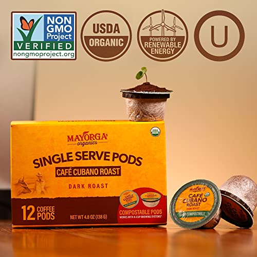 Mayorga Dark Roast K-Cup Coffee Pods, 12Ct - Café Cubano Coffee Pods For K Cups & Keurig 2.0 - Organic, Specialty Grade 100% Arabica Coffee Beans - Non-Gmo, Direct Trade #TOP4