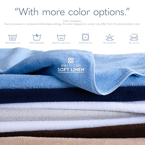 Image of American Soft Linen 100% Cotton Luxury Turkish Towels, 40x80 XL Bath Sheet | Soft Absorbent Quick Dry OEKO Tex Standard 100 Certificated Durable Machine Washable Breathable Premium Hotel Quality