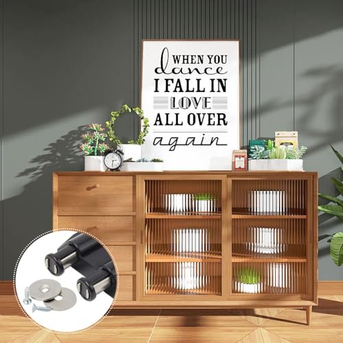 Sixfolo 4 Stück Magnet Drucktüröffner Doppelt Magnetisch Druckschnäpper Push to Open Türöffner Schwarz Möbel Federschnäpper Magnetverschluss mit Schrauben für Schranktüren,Bücherschränken,Schubladen