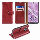 FMPCUON Funda Compatible con para Nokia C10/Nokia C20, Funda Tapa Libro Movil Carcasa PU Cuero para Nokia C10/Nokia C20,Nokia C10/Nokia C20 [Ranura para Tarjeta] [Función de Soporte],Rojo