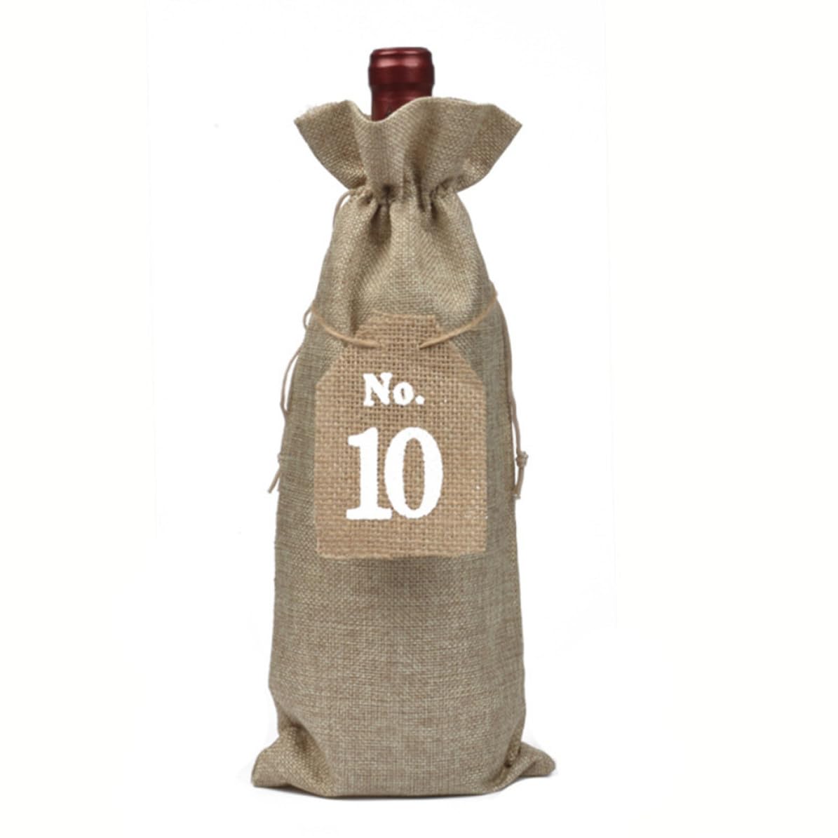 Bolsas de arpillera para botellas de vino de 20 unidades con etiquetas numéricas