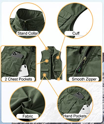 Foto von Yukirtiq Herren Sommer Outdoor Weste Leicht Atmungsaktiv Anglerweste Schnelltrocknend Funktionsweste mit vielen praktischen Taschen für Jagd Wandern Safari
