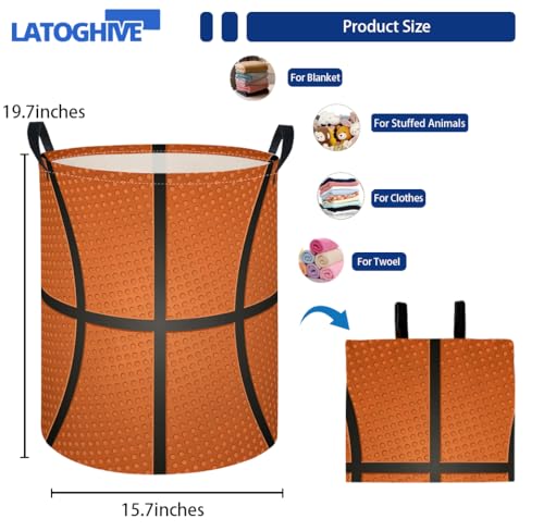 Image of Baby Laundry Hamper kids laundry Basket Waterproof Laundry Bag for Bedroom Clothes Organizer Room Decor(Basketball)