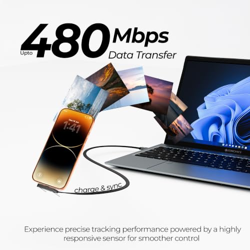 Image of Zebronics Wattz 100CC2 Type-C to Type-C Cable, 1.5m Braided, 100W PD, 5A Fast Charging, 480Mbps Data Transfer, Charge & Sync, Phone Holder, Mobile, Tablet & Laptop Compatible (Black)