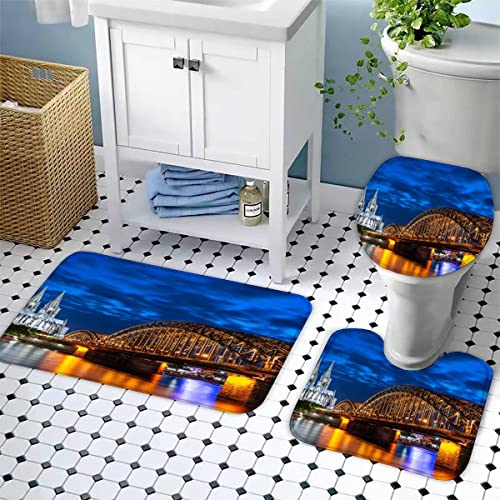 Badematten set 3D 40x60 Köln Am Rhein absorbierend 3-teiliges Badezimmerteppich-Set maschinenwaschbare weich badteppich… – Bild 4
