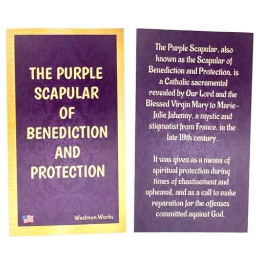 Westmon Works Purple Scapular Set Benediction and Protection Prayer Necklace with Holy Prayer Card4