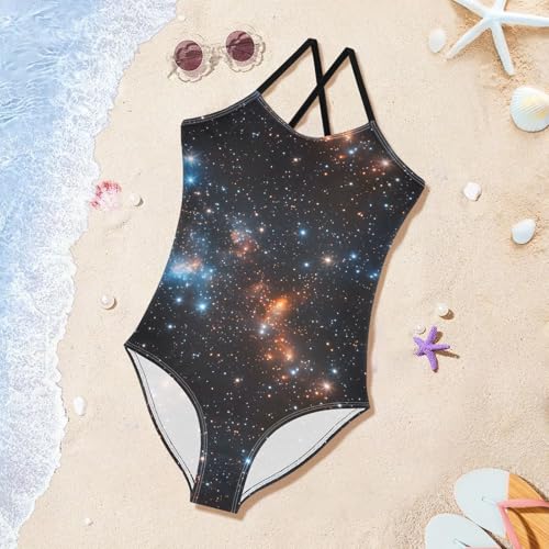 Sky Starry Girls One Piece Swimsuits Summer Quick Dry Beach Bathing Suit3