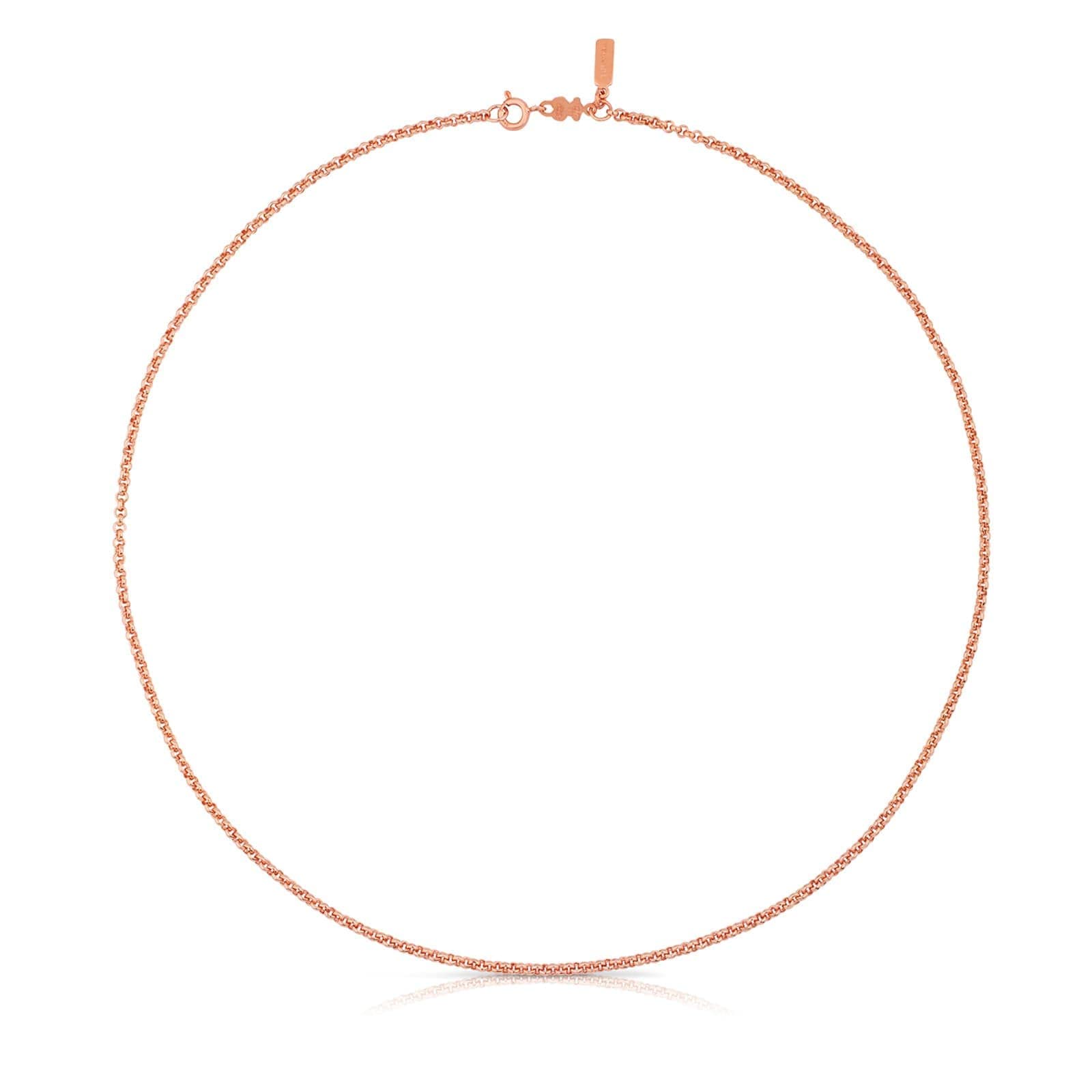 TOUS Gargantilla con Baño de Oro Rosa 18Kt sobre Plata para Mujer, 50 cm,Versátil y Atemporal, Colección Hand