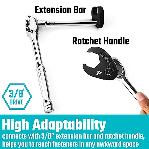 Image of DURATECH 10-Piece 3 /8 Inch Drive Crowfoot Wrench Set, SAE, CR-V Steel, with Zipper Bag