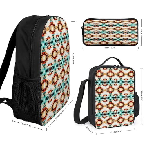 Aztec Ethnic Pattern Backpack Set 3 Pieces Backpacks Lunch Bag Wallet For Travel Outdoor Sports2
