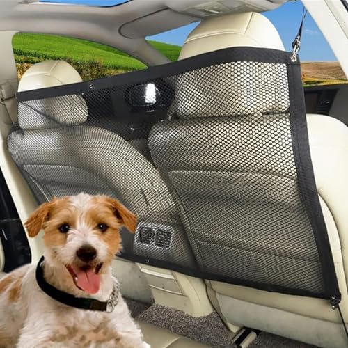 JazRvr 5-teiliges Set mit Hundegitter Auto,75 x 115 cm, Trennnetz für Kofferraum und Rücksitz, Sicherheitsnetz für Haustiere, inklusive 4 Eisenhaken, ideal für Hunde und andere Haustiere